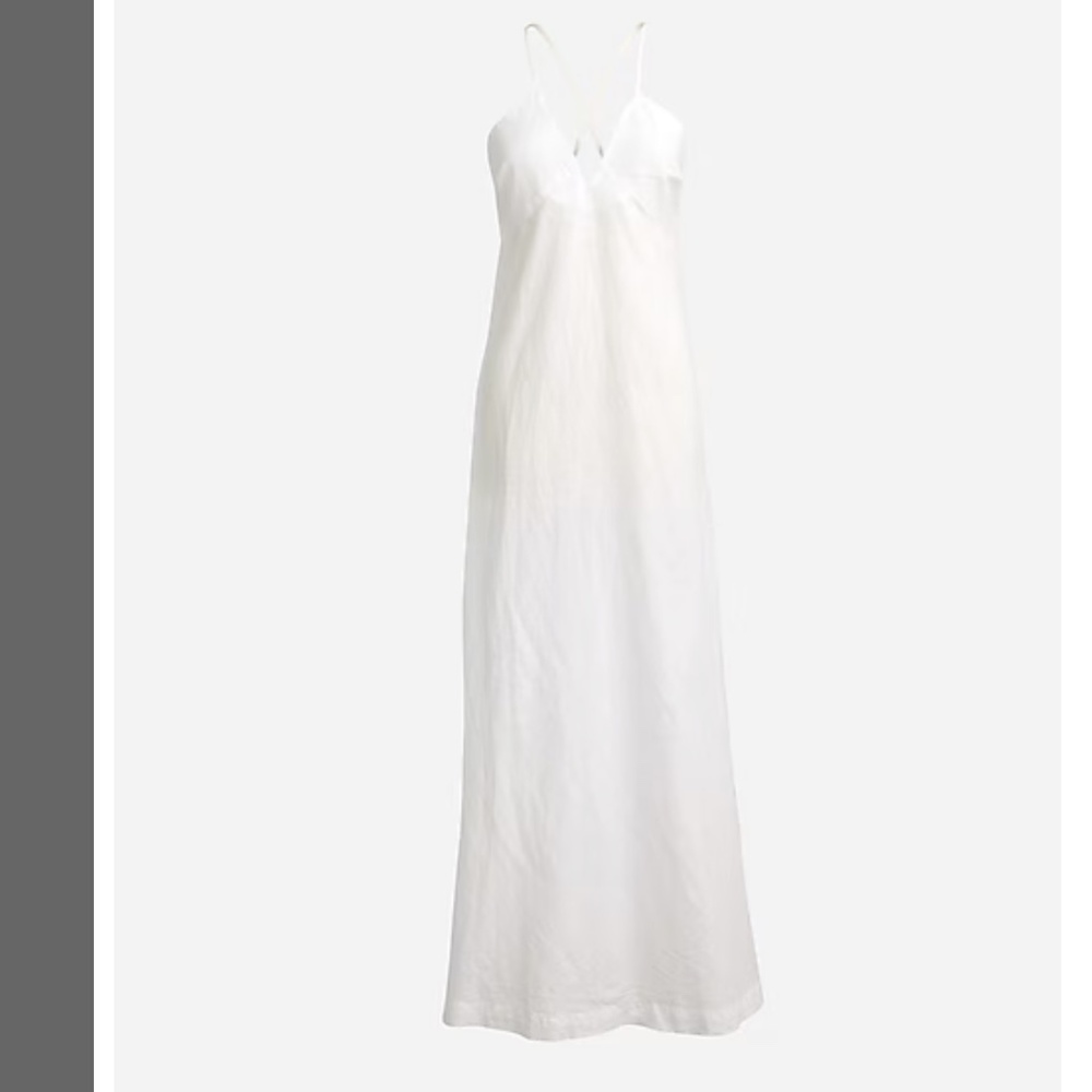 NWOT J Crew Cross-back beach dress in linen-cotton blend in WHITE